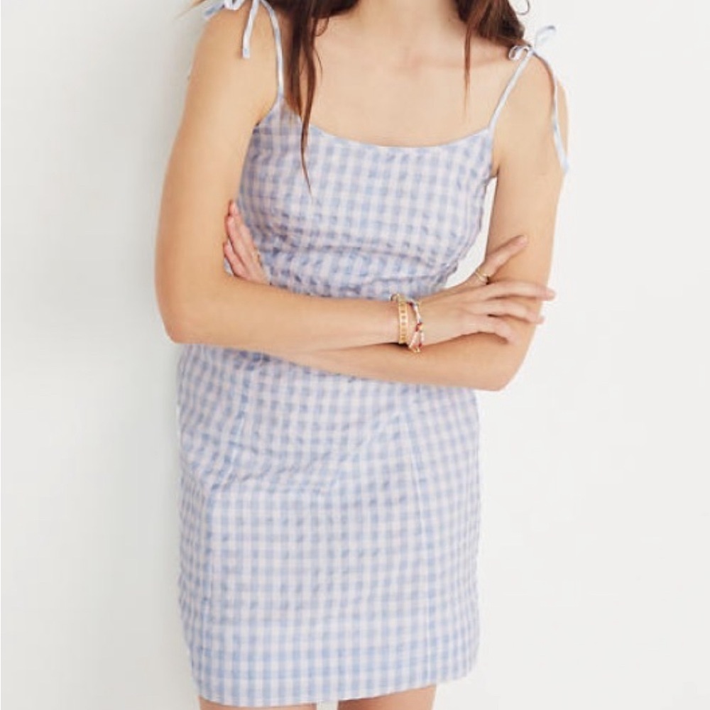 Gingham tie-strap dress